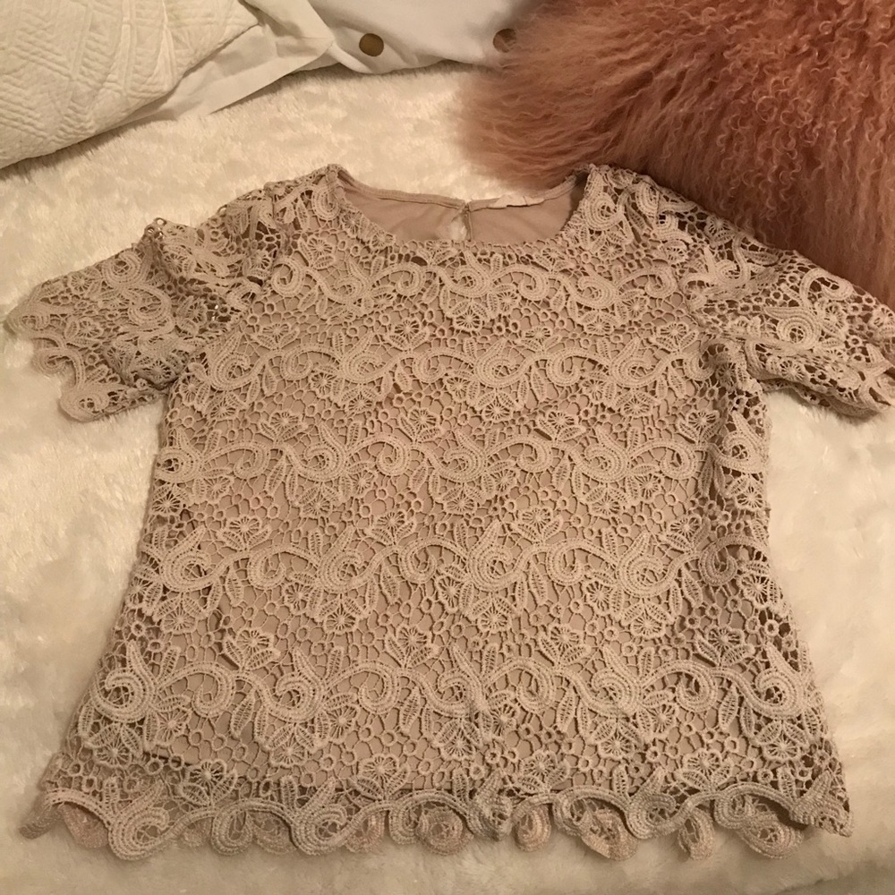 Cream Fully Laced Top